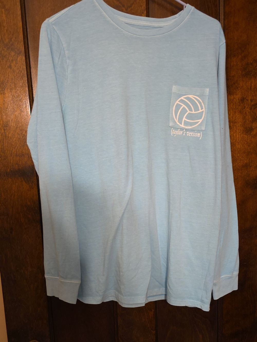 Cat & Jack Light Blue Long Sleeve Tee with Orange Logo Print